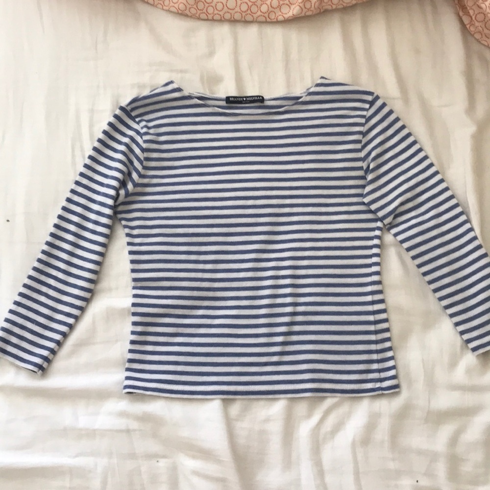 Brandy Melville Striped 3/4 Sleeve Crop